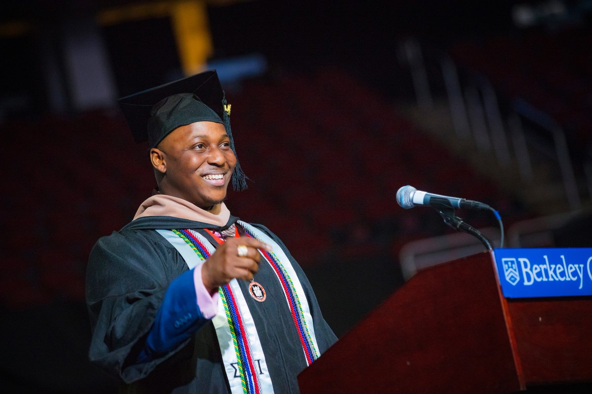 BerkeleyCollege's tweet photo. Earl O'Brien called being the 2019 Commencement Student Speaker of the Year his most significant accomplishment! Read how he attributes much of his success as a student to taking chances and making goals. https://t.co/OjBlDknh42 #successstory #BerkeleyGrad2019 #MondayMotivation https://t.co/gaQZZ8mkTf
