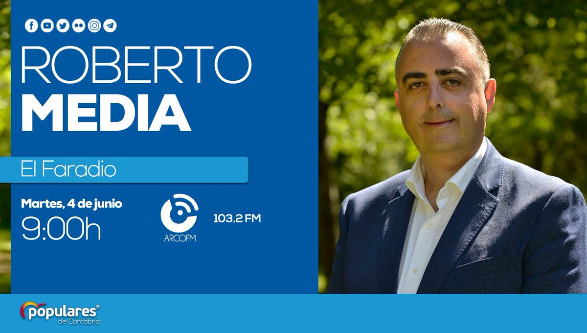 ppcantabria's tweet photo. Nuestro diputado electo @media_roberto participará mañana en la tertulia del @elfaradio en @ArcoFMCantabria https://t.co/23XC1dwAfW
