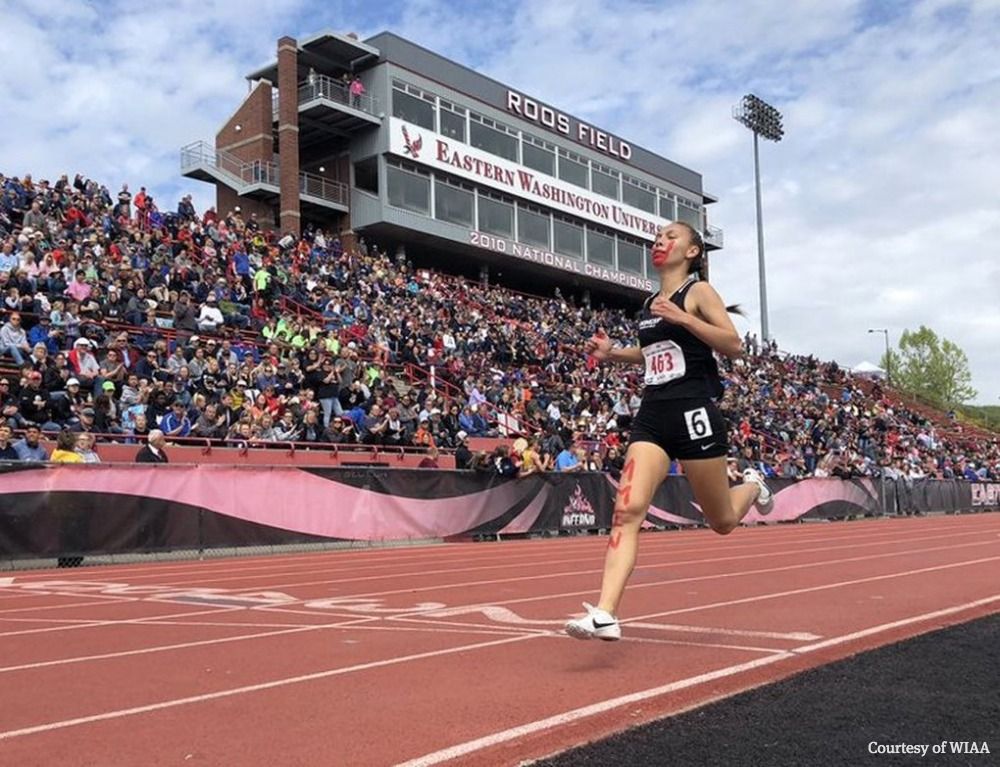 SeaTimesSports's tweet photo. Rosalie Fish was the most recognizable athlete at the small-school state track and field meet last weekend. She painted her face with a hand print to raise awareness for Missing and Murdered Indigenous Women. Here's her story: https://t.co/8tUo1RbBhd https://t.co/q5zjDRwxFi