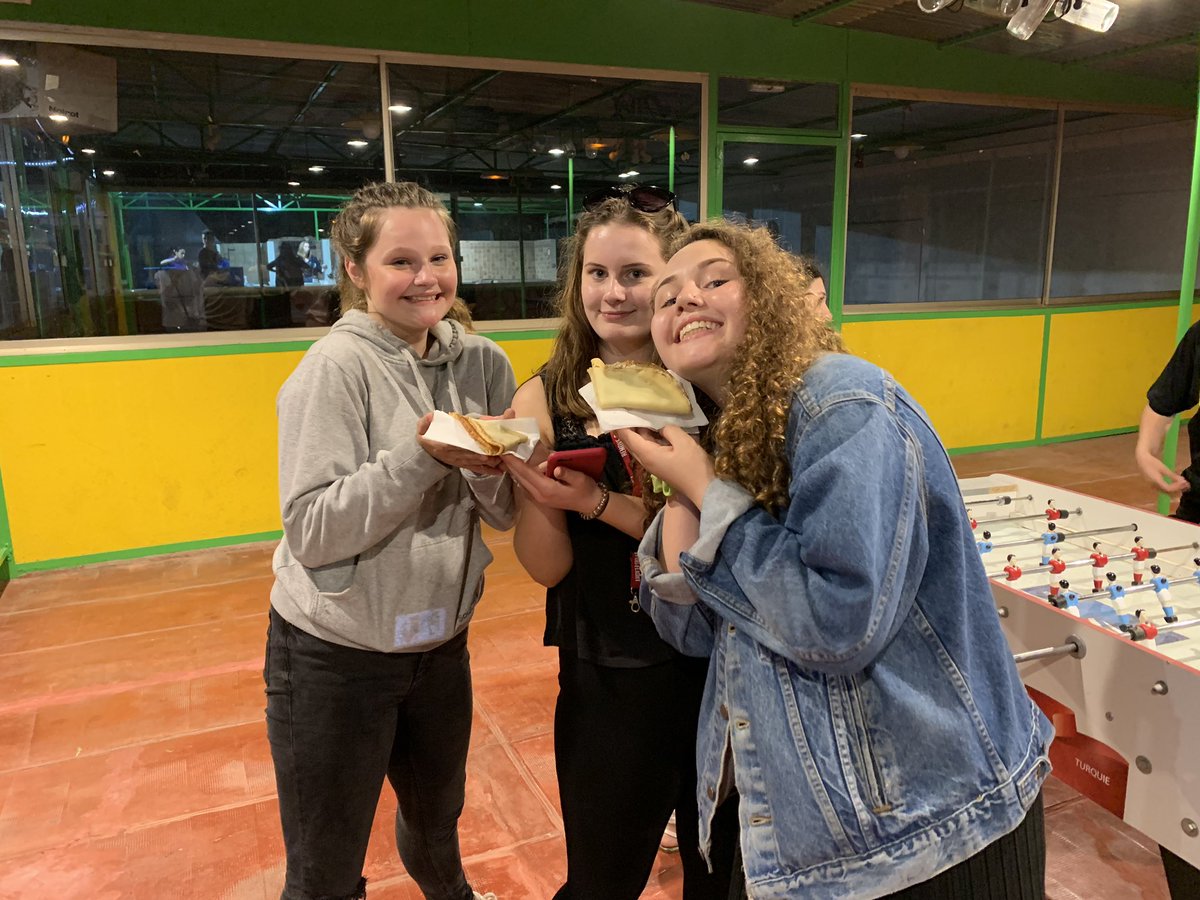 MonacoTrip's tweet photo. The perfect end to a day? Crepes and games of course! It’s getting competitive! @CLove49851570  @lisaj_howell https://t.co/wv13OpO1wB