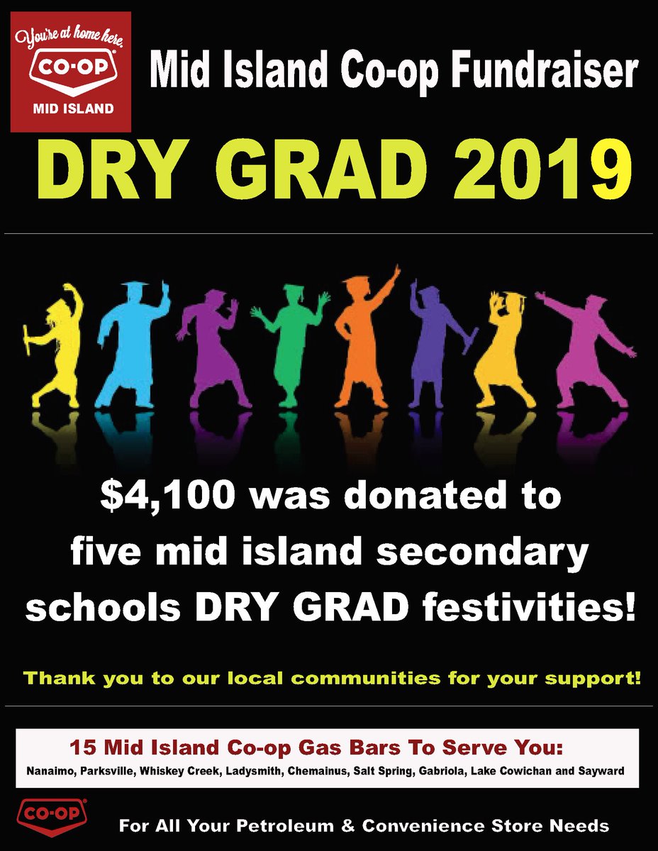 Mid Island Co-op Supports Local Dry Grad 2019!
Mid Island Co-op is pleased to support mid island high school Dry Grad with a $4,100 donation.