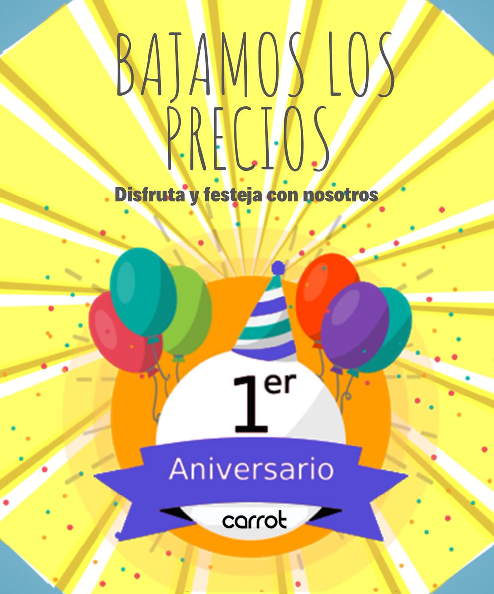 carrotmx's tweet photo. ¡GRACIAS TOTALES!
Cumplimos un año reivindicando nuestra compañía con la ayuda de todos ustedes. 
Sabemos que el camino no ha sido fácil pero lo hemos logrado y por eso queremos compensarte durante este mes con precios bajos. 
Ingresa a https://t.co/PmiFtxHO4l https://t.co/UHJA1UHgVk