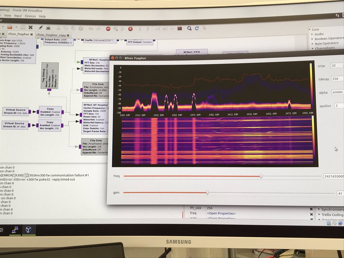 SirajMuhammad's tweet photo. And itโs working ๐ itโs satisfying to see 200 MHz of the spectrum at once๐๐ป
#SDR #usrp #gnuradio #RFNoC https://t.co/MHY4k3WgYa