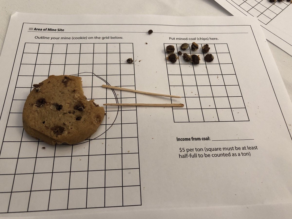 misscynwhiten's tweet photo. A fun game to play with your Ss using cookies and other simple cost efficient tools to learn about energy and coal mining. This activity can be used to promote team building, math skills, and strategizing. #SummerLearning #MiningChallenge #Empower19 #PikeRoadWay #EnergyForLittles https://t.co/MfDYmQEOof