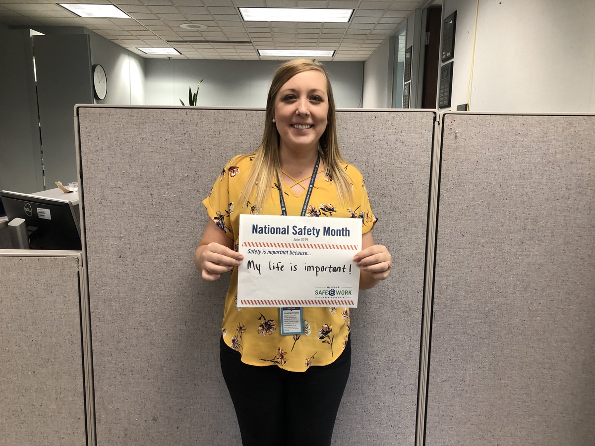 MOLabor's tweet photo. June is NationalSafetyMonth and we are spreading the word on why safety is important in the workplace. Fill out your own “Safety is important because…” page and post your photos using #SafeAtWork. Keep an eye out for more safety info all month long. https://t.co/rTSmOCLh8I https://t.co/OMNrSUpwKW