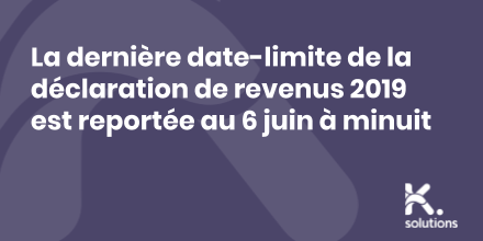 ksolutions_info's tweet photo. La date-limite de la déclaration de revenus est reportée du 4 juin minuit au 6 juin minuit pour les départements 50 à 974/976 https://t.co/N780FzH44i 🥳 #declaration2019 #IR2019 #impôts https://t.co/90HBBLsKW4