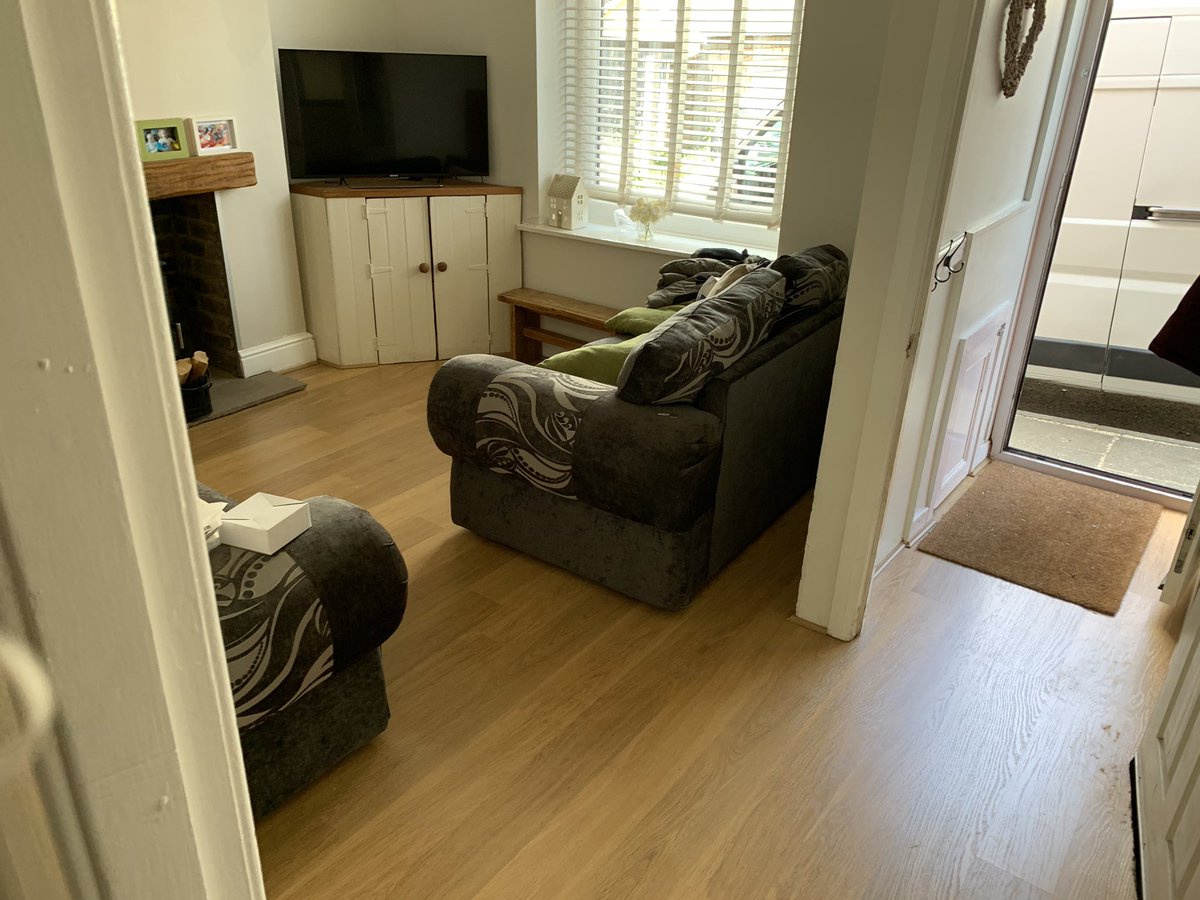 I forget to tweet! Here’s a <a href="/QuickStepFloor/">Quick-Step Floors</a> from last week, ground floor and risers where spotlights sit with a mid-range twist to stairs Landing