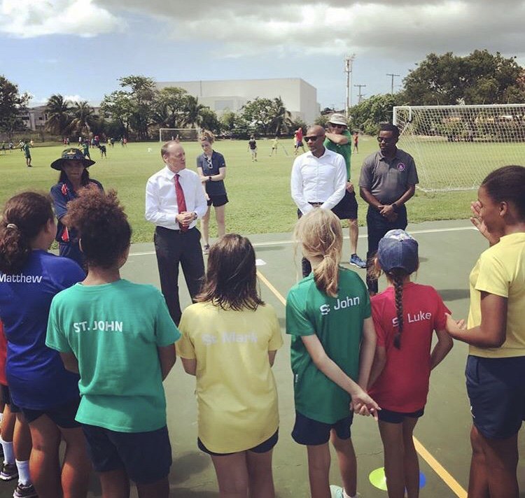 Repost from CI governor: spent time this afternoon with the children from St Ignatius and Sania Iqbal Khan who is working hard to increase the number of female cricketers on the island - such a great initiative #caymancricket <a href="/iccamericas/">ICC Americas</a> <a href="/ICC/">ICC</a>