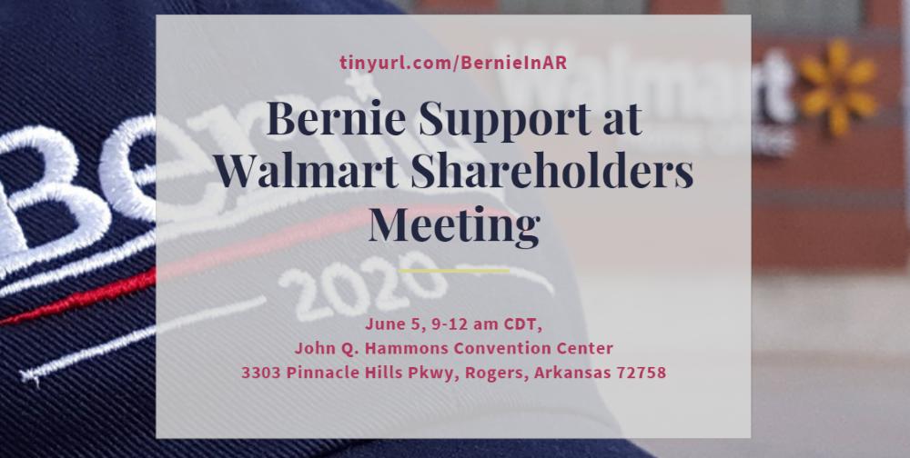 OurRevolutionAR's tweet image. Wednesday, June 5. Join us in Rogers, #Arkansas, to support #BernieAtWalmart and show public support for #Walmart #Workers tinyurl.com/BernieInAR We are getting ready! #ArkansasForBernie