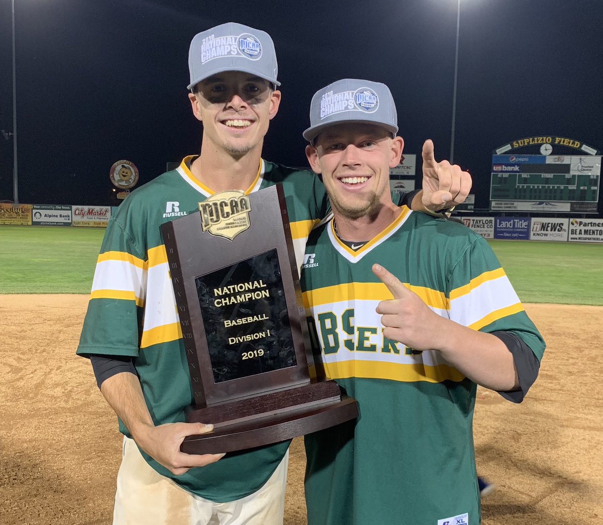Liam Spence went deep in the grand final as he and fellow Aussie Jye Deeble won the <a href="/NJCAABaseball/">NJCAA Baseball</a> World Series with Central Arizona College! 🏆⚾️ 

Well done, boys!
Story: bit.ly/2Xp1eYa