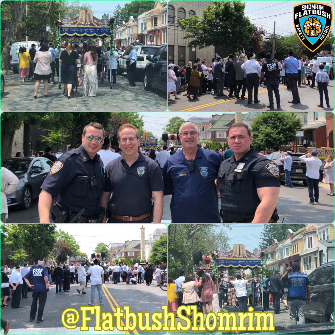 FlatbushShomrim's tweet photo. While most were out enjoying their #SundayFunday, our #Dedicated volunteers gave up their day to ensure the #PedestrianSafety at 4 Sefer Torah Processions- spanning 3 local Precincts. Special thanks to @NYPD61Pct @NYPD66Pct and @NYPD70Pct for the outstanding #Collaboration. https://t.co/EflCU4Hbyp