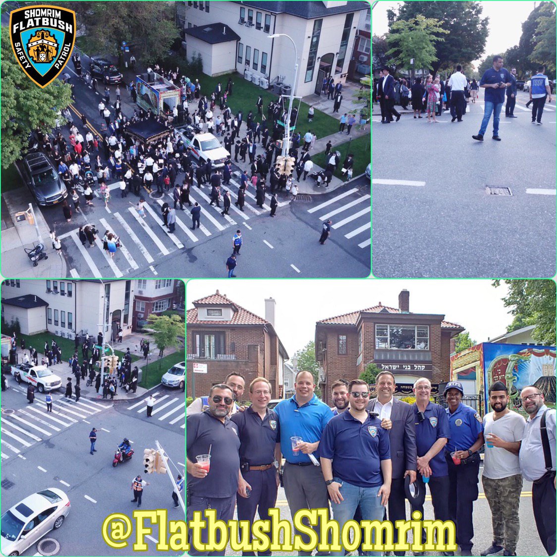 FlatbushShomrim's tweet photo. While most were out enjoying their #SundayFunday, our #Dedicated volunteers gave up their day to ensure the #PedestrianSafety at 4 Sefer Torah Processions- spanning 3 local Precincts. Special thanks to @NYPD61Pct @NYPD66Pct and @NYPD70Pct for the outstanding #Collaboration. https://t.co/EflCU4Hbyp