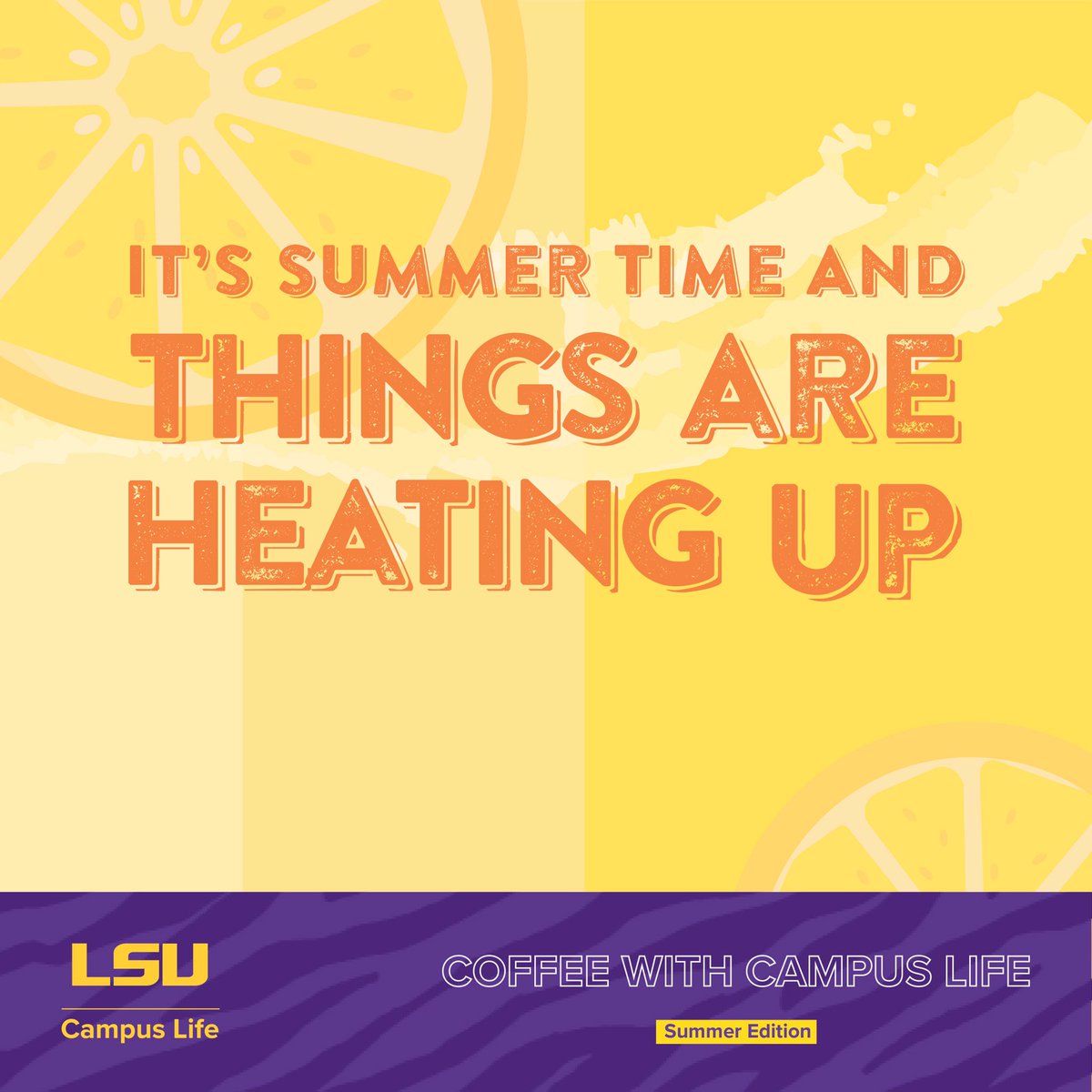 LSUCampusLife's tweet photo. Summer Tigers, be sure to stop by Middleton Library tomorrow, Tuesday, June 4 between 11 a.m. - 1 p.m. to cool off with Campus Life. Come grab some lemonade and cookies and find out about getting involved on campus. #geauxgetinvolved #thisiscampuslife https://t.co/EnyNgxZiwZ