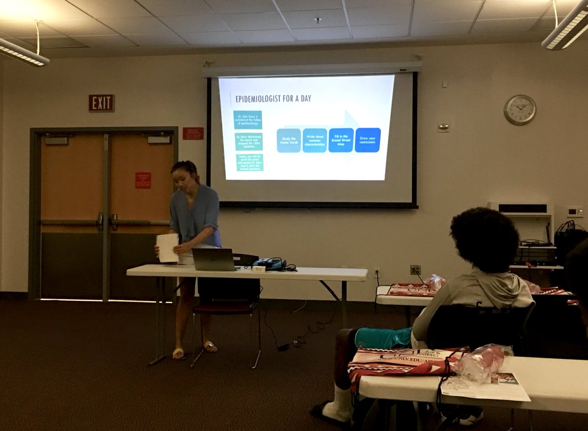 MPH students Kira Tran and Joseph Jean gave a brief breakdown of what public health is for AIREC and IEOP's Overnight College Tour. CCSD Native students followed in John Snow's footsteps by investigating the cholera outbreak of 1854.