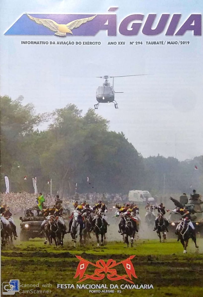 PauloBomfim14's tweet photo. Capa do informativo da Aviação do Exército do mês de maio traz a participação do 1º BAvEx na 211ª Festa Nacional da Cavalaria, em Osório-RS. "Sempre haverá uma Cavalaria!" #1BAvEx #2BAvEx #AviaçãodoExército #HA1Fennec @CmdoCMS @CmdoCMSE @3RCG_Oficial https://t.co/ouotw8eOxy