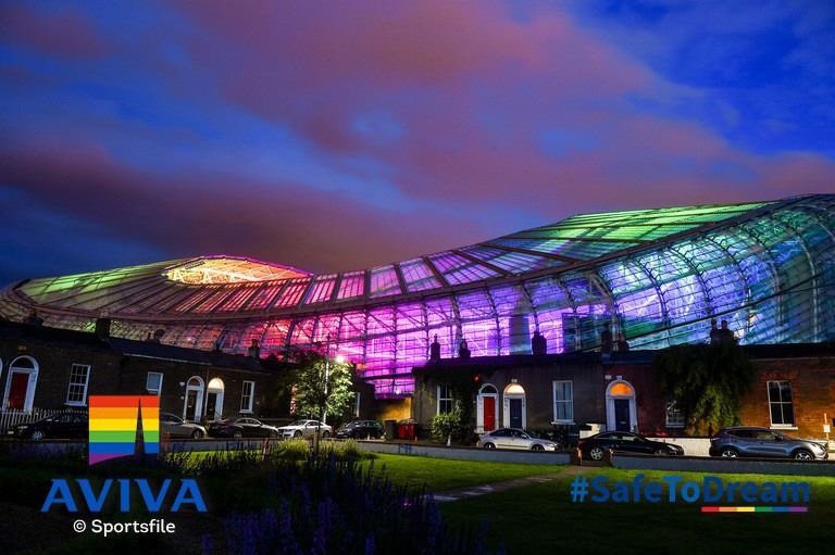 🏳️‍🌈 Equality. Inclusion. Pride. 🏳️‍🌈 We’re incredibly proud to bring two of our most cherished partnerships together – Aviva Stadium and Pride. All this week we’re lighting up the iconic home of Irish rugby and soccer in a fusion of colour! aviva.ie/pride #SafeToDream