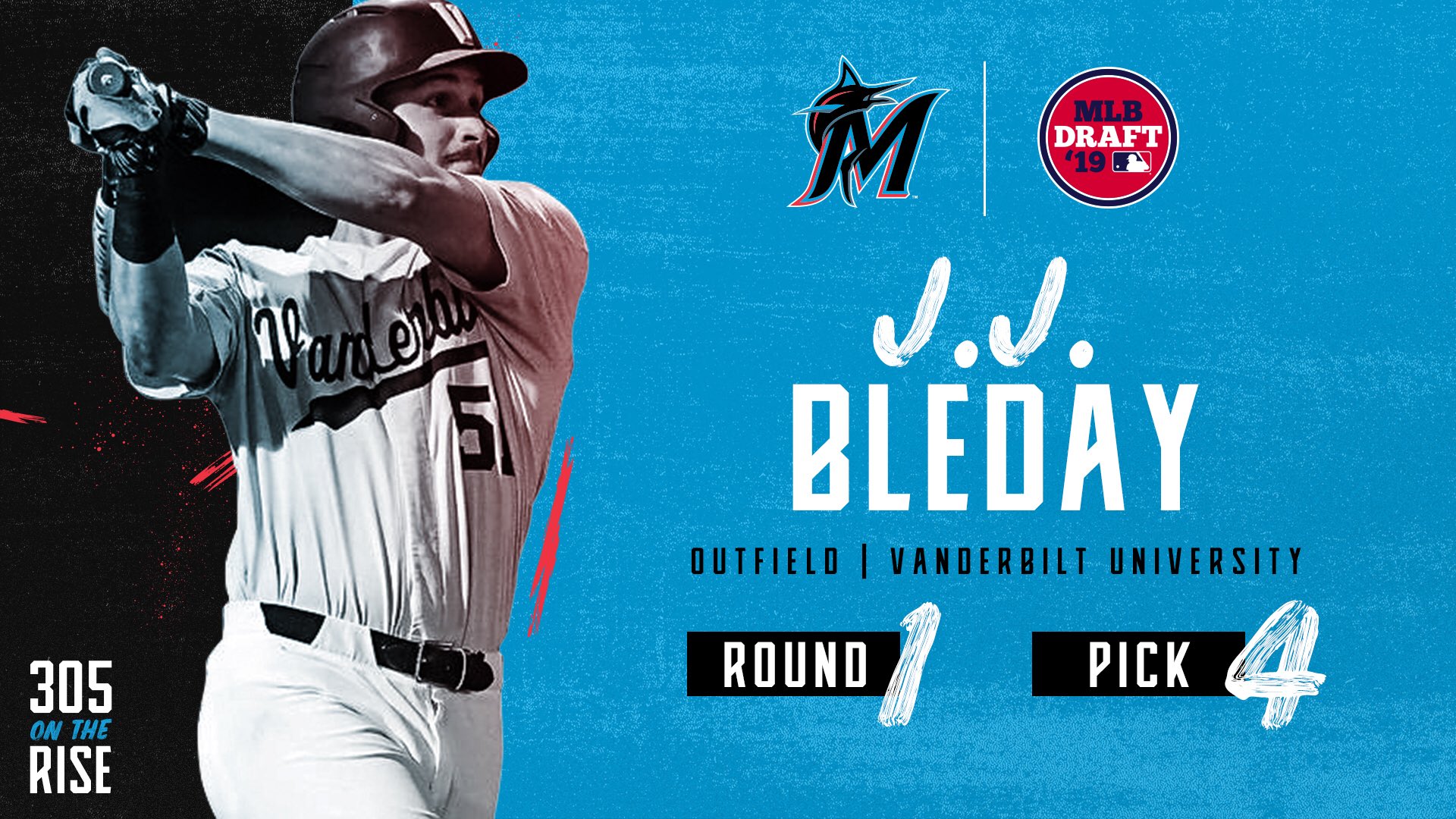Miami Marlins on X: With the fourth overall pick in the 2019 First-Year  Player Draft, the Miami Marlins select OF J.J. Bleday from Vanderbilt  University. #MLBDraft  / X