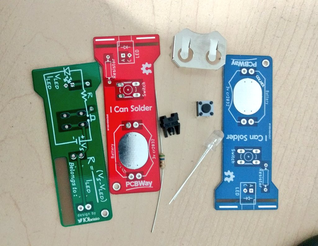 IObrizio's tweet image. Estos son los colores disponibles de la linterna y los materiales que lleva su montaje.

🔹Porta pila cr2032
🔹Resistencia
🔹LED
🔹Porta LED
🔹Botón pulsador

🔦 saludos!

#flashlight #IcanSolder #diy #badgeLife #STEM #STEAM #PCBDesign #LED