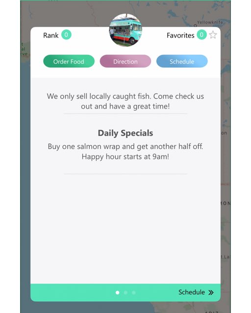 The new pop up profile screen. Includes truck bio, new schedule, and contact info screens. Update launching this week! #foodtruck #foodtruckbattle_season1 #foodie