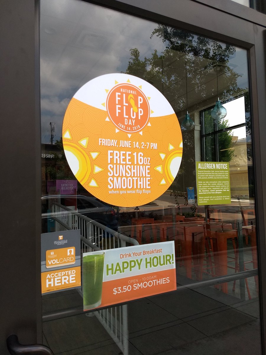 StripUtk's tweet photo. #freesmoothie from @tropicalsmoothi if you've got on flippy floppies #JUNE14TH #cumberlandave @UTKStudentLife #smoothie #flipflops #flipflopday #flippyfloppy https://t.co/ZJG5nQMDKI