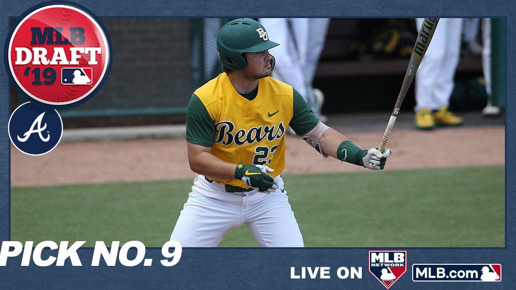 With the 9th pick of the 2019 #MLBDraft, the <a href="/Braves/">Atlanta Braves</a> select <a href="/BaylorBaseball/">Baylor Baseball</a> catcher Shea Langeliers: atmlb.com/2XeTRmb
