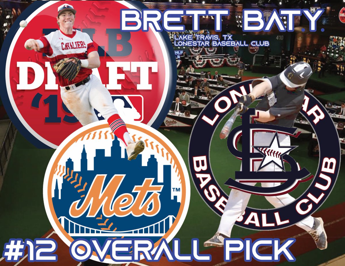 LonestarBSBclub's tweet image. Congratulations to @baty_brett on being named the 12th overall selection of the @MLB draft to the @Mets #weareLONESTAR #mlbdraft2019