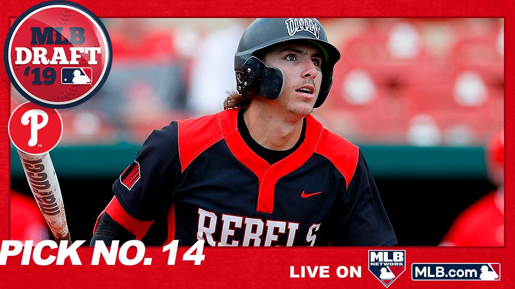 MLBDraft's tweet image. With the 14th pick of the 2019 #MLBDraft, the @Phillies select @unlvbaseball SS Bryson Stott: atmlb.com/2XeTRmb