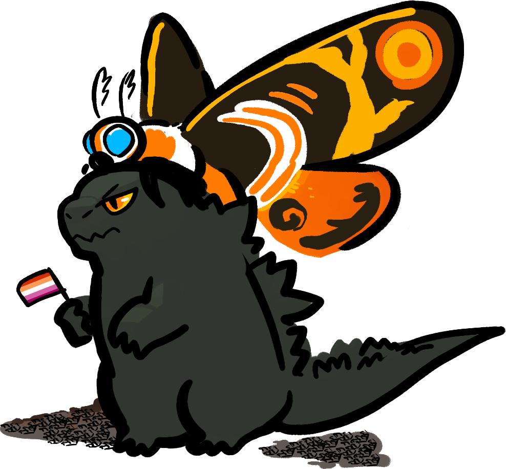 have this doodle from discord w no context ... godzilla and mothra at pride