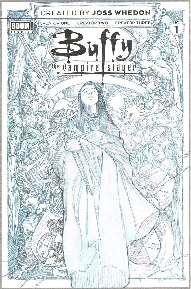 My roughs for @boomstudios Buffy cover. Candidate 3 looks pretty mrrnky compared to the final version doesn't it? Oh well..😂