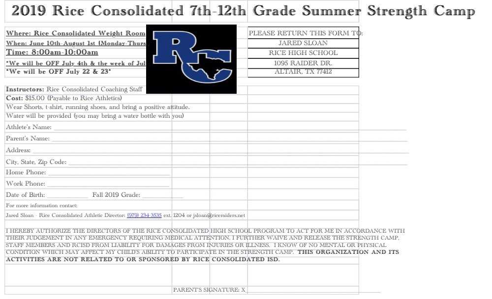 sloan_coach's tweet photo. Summer Workouts start next Monday, June 10. Lots of gains made since January. Are you willing to do what it takes to be a champion? Succes isn’t owned, it’s leased &amp; rent is due every day! #RaiderUP #DMGB @ricesoftball @RiceRaiderFB @RCHSGirlsSoccer @Rice_RaidersBB @ricehsraiders https://t.co/dH08lvWHXg