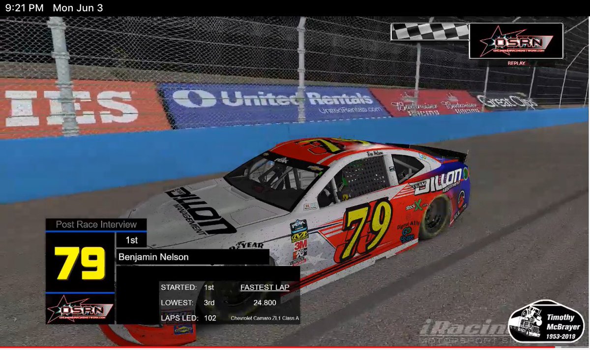 AutoRacingMS's tweet photo. Congratulations to Ben Nelson winner of the Sim Racing Authority Sim Speed Shop Cup Series race at ISM Raceway for the first race of the chase. #79 MS &amp; Me Media car. @MSandMeRadio @BWNelson33 #RACINGMS

LIVE on OSRNetwork Facebook page https://t.co/4xnAzBXJ7e https://t.co/MbBEXHFV65