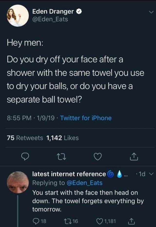 MensHumor's tweet photo. If you did a good job showering, does it matter? https://t.co/HS7WLenb5f