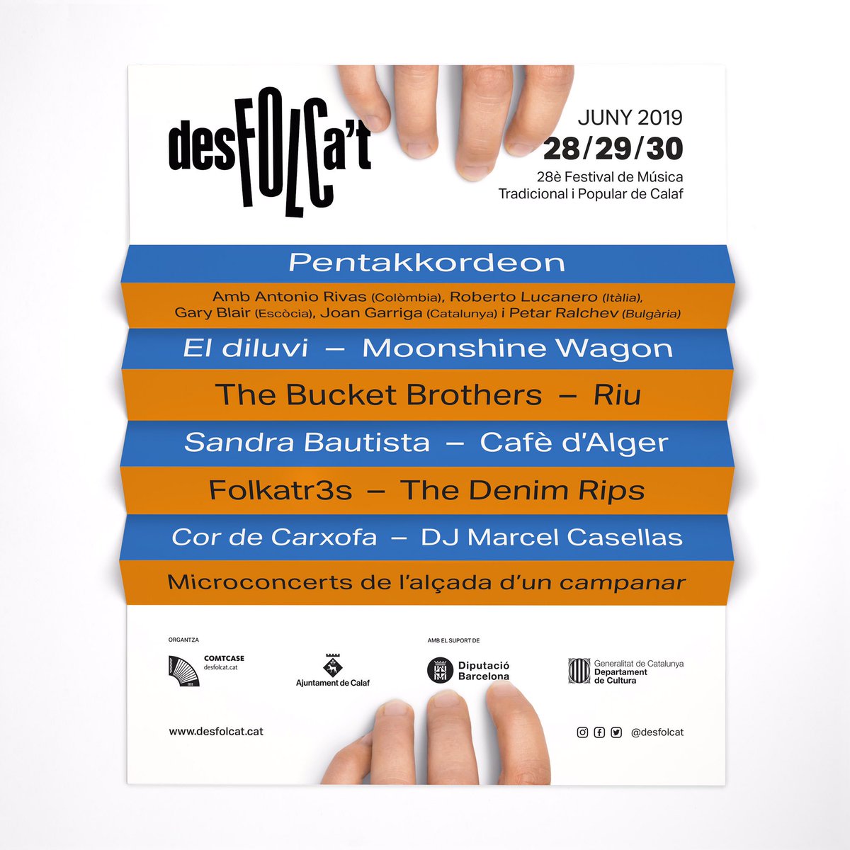 desfolcat's tweet photo. Us presentem la imatge del 28è DesFOLCa’t, creada pels companys de #Quartada! 😍

També us presentem la programació d’aquest any, encapçalada per #Pentakkordeon, un concert amb cinc dels millors acordionistes del món, @el_Diluvi, @MoonshineWagon, @RIU_Musica_PPCC i molts més! https://t.co/m7vWSjVCjH