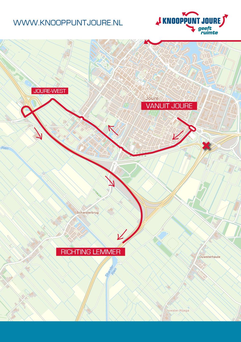 Vanaf vanavond werken we aan de weg. Daarom is toerit naar Lemmer/Sneek vanuit Joure vanavond (4 juni) van 20.00 tot 06.00 uur en woensdagavond (5 juni) van 20.00 tot 06.00 uur afgesloten. Verkeer leiden we om via Sewei en Joure-West.