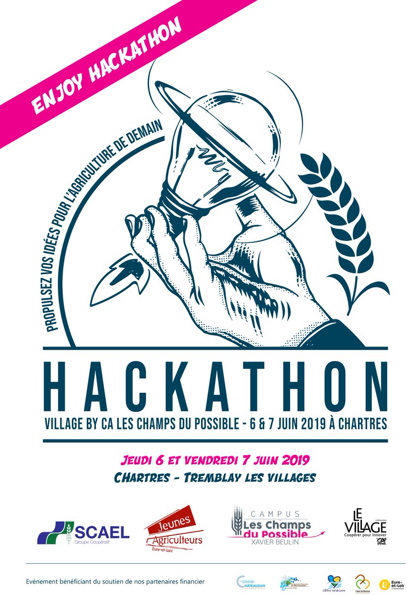 champspossible's tweet photo. J-2 avant le lancement du #HackathonLCDP 2019 à Chartres aux côtés du @GroupeSCAEL et des @JAgriculteurs28 
30 étudiants pitcheront leurs réponses aux problématiques posées vendredi à Tremblay les Villages pour l'#AgriCampus 
#AgTech #Agriculture #Innovations #hackathon https://t.co/CJT8xkG2Bn