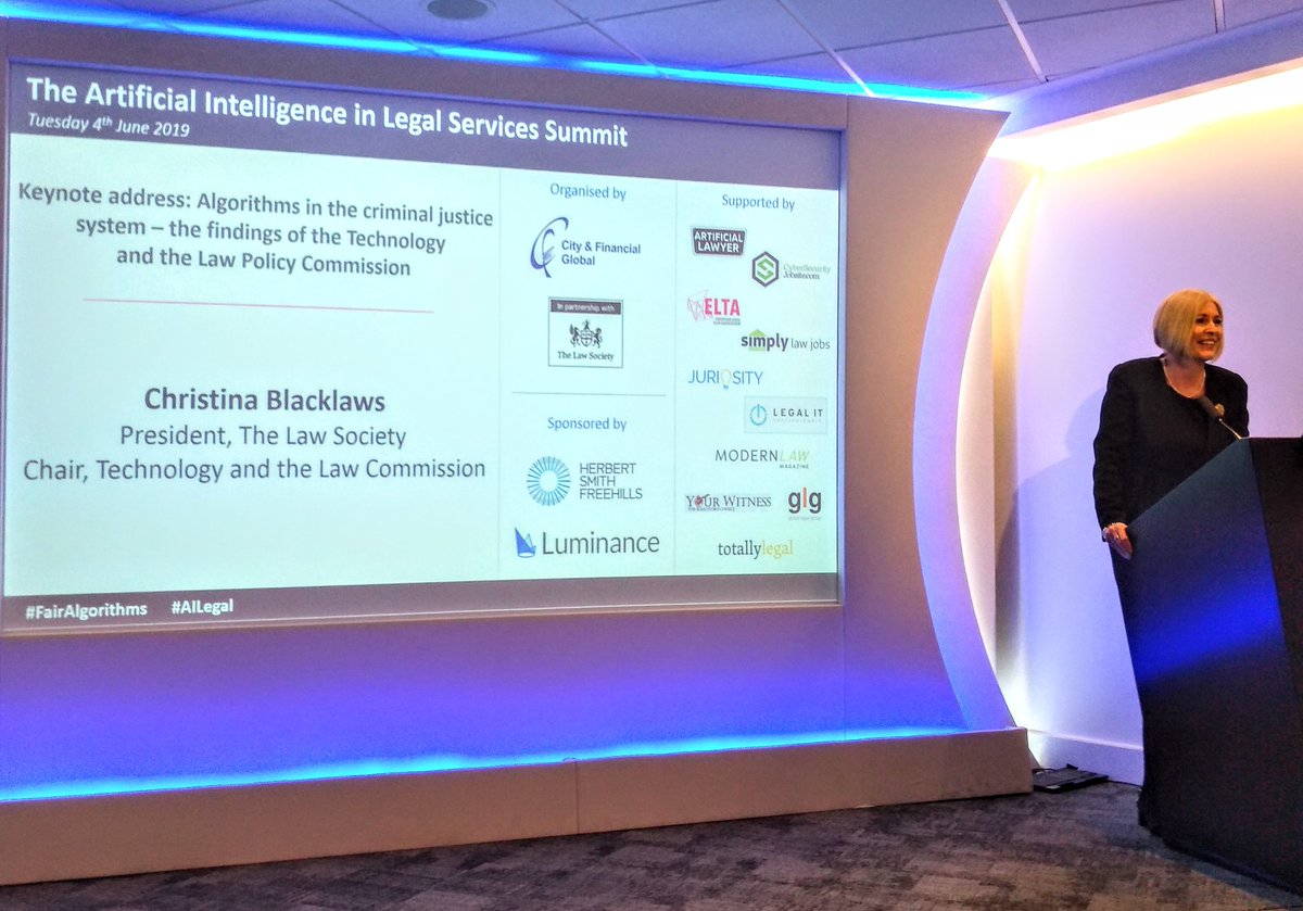 cfconferences's tweet image. President of @TheLawSociety, Christina Blacklaws, discusses the use of algorithms in the criminal justice system #AILegal #FairAlgorithms @cfconferences