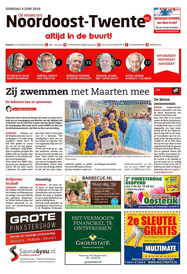 NOTwente's tweet photo. #voorpagina #weekkrant #noordoosttwente @OZPC_Oldenzaal @mvdwfoundation #elfstedenzwemtocht https://t.co/szMthzJNDo