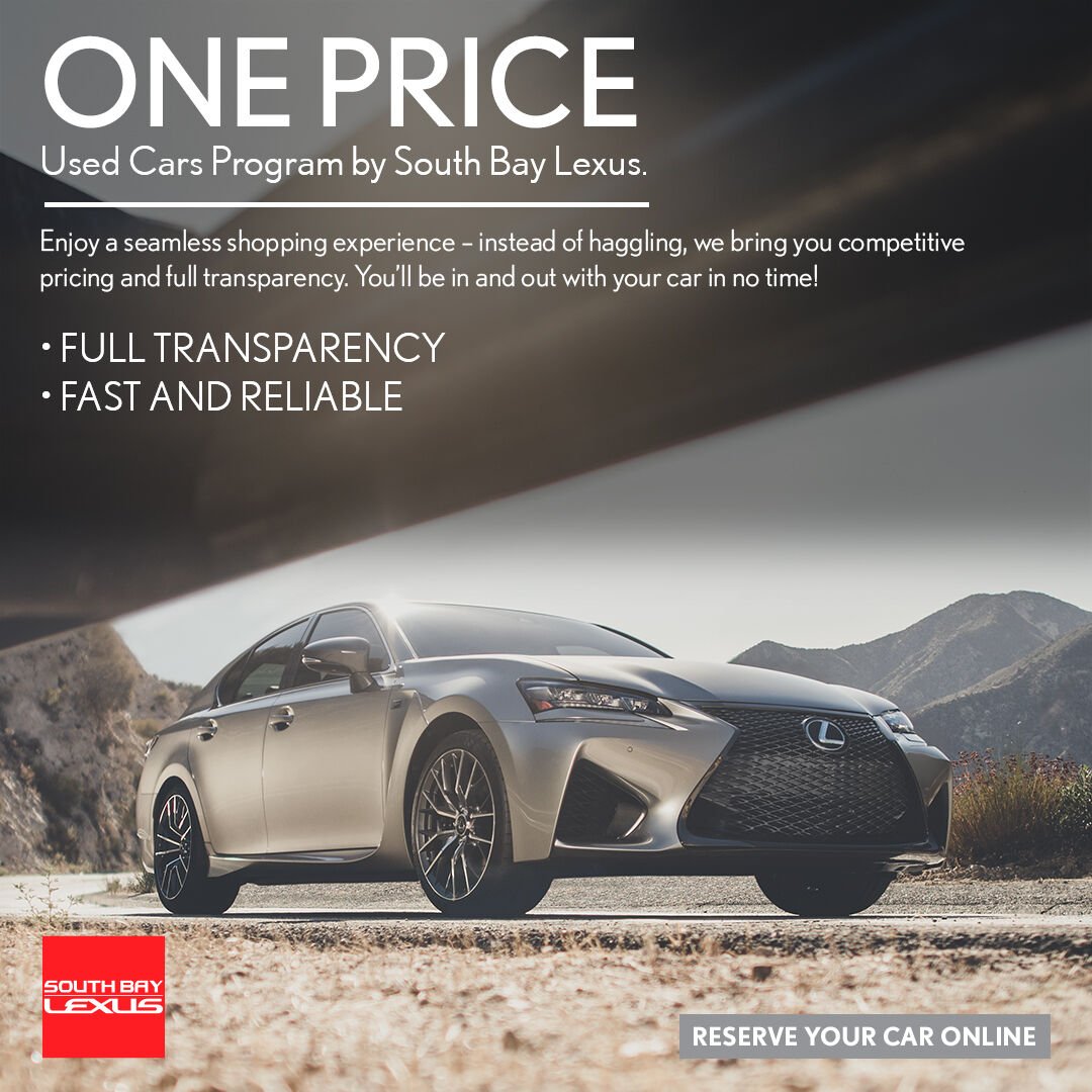 SouthBayLex's tweet photo. Tired of haggling over prices? The #SouthBayLexus One Price Pre Owned Vehicle program offers you a seamless and stress-free shopping experience: https://t.co/oprmD2I8NC

#Lexus #LexusCars #LexusFans #drive #LuxuryCars #PreOwned https://t.co/ohwogvGMD2