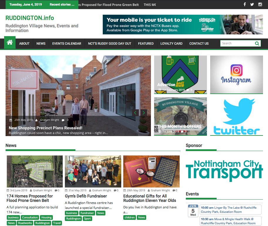 Ruddington Village (@ruddington_info) on Twitter photo Don’t miss out on all that's happening around our village! 📰
Keep checking RUDDINGTON.info for the very latest news 🤳🏻👩🏽💻 PLUS ideas for a #RuddyGoodDayOut aboard <a href="/NCT_Buses/">Nottingham City Transport</a>' Navy 3 & Green 10... ☕️🏃🏻♀️🍻🚌
...AND #JUNE’s #RUDDYGOODOFFERS. 💳👍🏼
🔎 RUDDINGTON.info/loyalty Don’t miss out on all that's happening around our village! 📰
Keep checking RUDDINGTON.info for the very latest news 🤳🏻👩🏽💻 PLUS ideas for a #RuddyGoodDayOut aboard <a href="/NCT_Buses/">Nottingham City Transport</a>' Navy 3 & Green 10... ☕️🏃🏻♀️🍻🚌
...AND #JUNE’s #RUDDYGOODOFFERS. 💳👍🏼
🔎 RUDDINGTON.info/loyalty