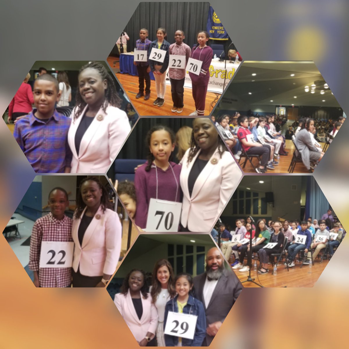 Mpwrd4's tweet photo. #MondayMotivation Congratulations to our @YonkersSchools Spelling Bee champions: 1. Leandro Puello, #School23, 2. Lara Cancio #CrossHillAcademy, 3. Mia Guice, @PEARLS_YPS and 3. Yaw Akwaa #Siragusa. All students were prepared and represented their schools well. https://t.co/RuvHAXhUad
