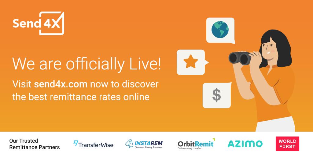 get4x's tweet photo. Introducing https://t.co/N0TDvagMoU! Send4x helps you to compare #moneytransfer companies and discover the fastest and cheapest ways to #sendmoney online. https://t.co/Mau1o5zG5q