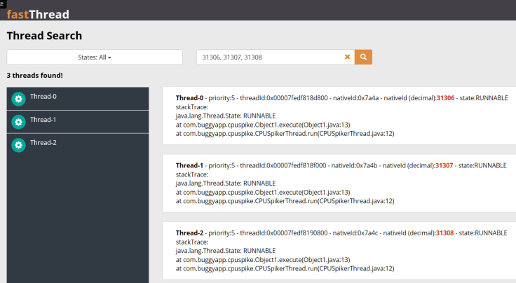 ycrash_rca's tweet photo. How can we solve #CPUissues when the application is already in production for the cloud? It’s not like we can fire up Task Manager and see what process is hogging all the CPU. Or can we?The below fig depicts fastThread tool displaying CPU consuming thread. https://t.co/k9USAH2Ls7 https://t.co/kpeJFBd3F7