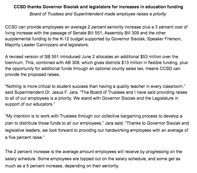 Thanks to @GovSisolak, <a href="/Nicole4Nevada/">Nicole Cannizzaro</a>, <a href="/JasonFrierson/">Jason Frierson</a> and other legislative leaders for the increase in K-12 funding in the upcoming biennium! #SB551 just passed the Assembly and is on its way to the Governor for signature.