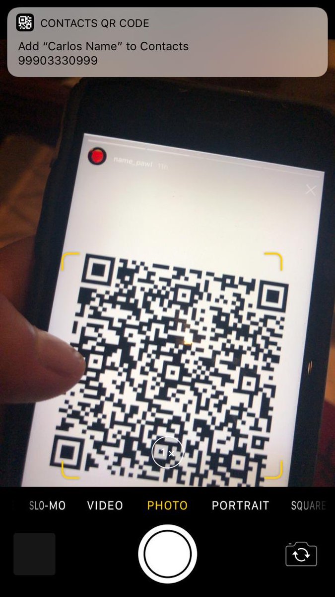ricardio_erre's tweet photo. Al escanear el segundo QR de las historias del día de hoy aparece esto: 
Una opción para añadir el supuesto número de Carlos Name, pero eso no es lo interesante https://t.co/cdyWlvwr9c