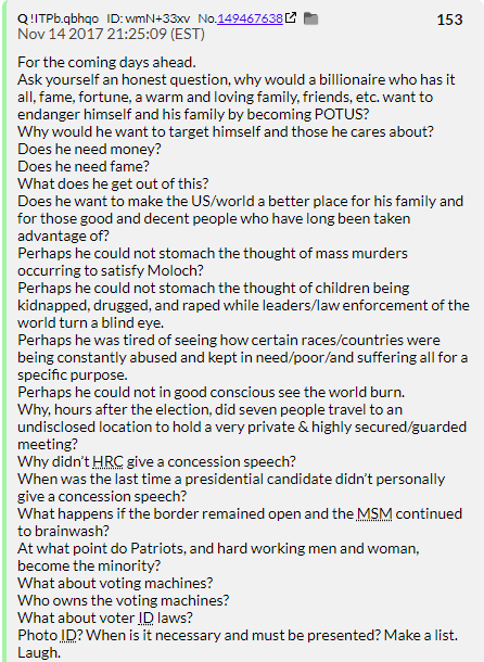 8. QDrop 153 says Hillary Clinton didn't make a concession speech and asks when was the last time this happened. She did make a concession speech. Q is lying about things that are public knowledge here.