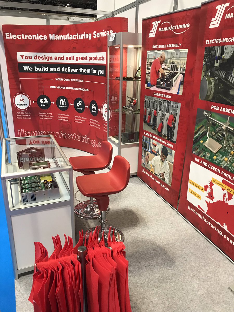 JJSmfg's tweet photo. All ready for Day One @SubconShow Come see us on Stand C45 if you’re serious about #outsourcing and growing your business. #electronicsmanufacturing #emech https://t.co/sYQVlyy1wC