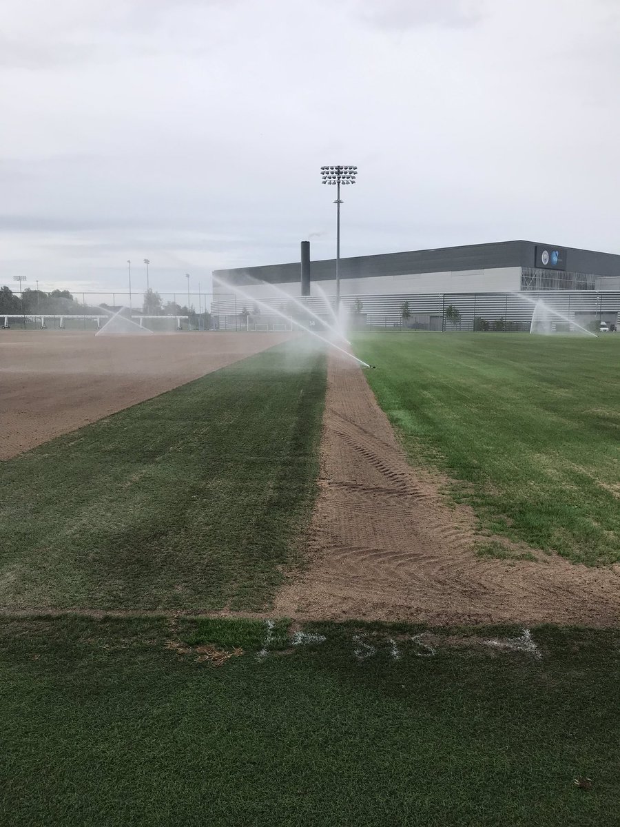 RoyRIgby1's tweet photo. Cfa, both areas seeded yesterday pitch 13 Hybrid Hero System and the fibresand pitch 14 . Counting them down now, three more to go . https://t.co/a0yOIRrP3L