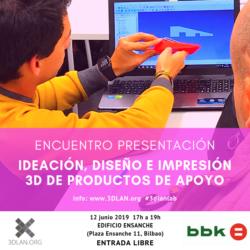 3dlan_org's tweet photo. Inicio talleres colaborativos ideación, #diseño3d e #impresion3d productos para personas #discapacidad. Conoces alguna necesidad? Diseñas? Eres #maker? Quieres aprender? Pásate sin compromiso!!! 12jun 17h #Bilbao #3dlanlab @BilbaoEkintza @bilbaomakers @Fekoor @BilbaoBSR @BBK_eus https://t.co/GV2c4JLSTl