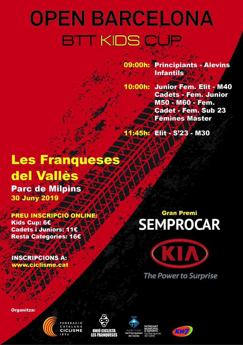 El 30 de juny <a href="/UCFciclisme/">UCF - Unió Ciclista Les Franqueses</a> organitza l'Open Barcelona btt kids cup - Gran Premi Semprocar <a href="/ciclismecat/">Federació Catalana de Ciclisme</a> @Pmesportslf <a href="/lesportiuCAT/">L'Esportiu de Catalunya</a> @EL9NOU_VOr @jornadavcat <a href="/BICICLETESEGU/">BICICLETES SEGÚ</a> <a href="/KH7_Sport/">KH7 Sport</a> <a href="/lesfranqueses/">Ajuntament de les Franqueses</a>