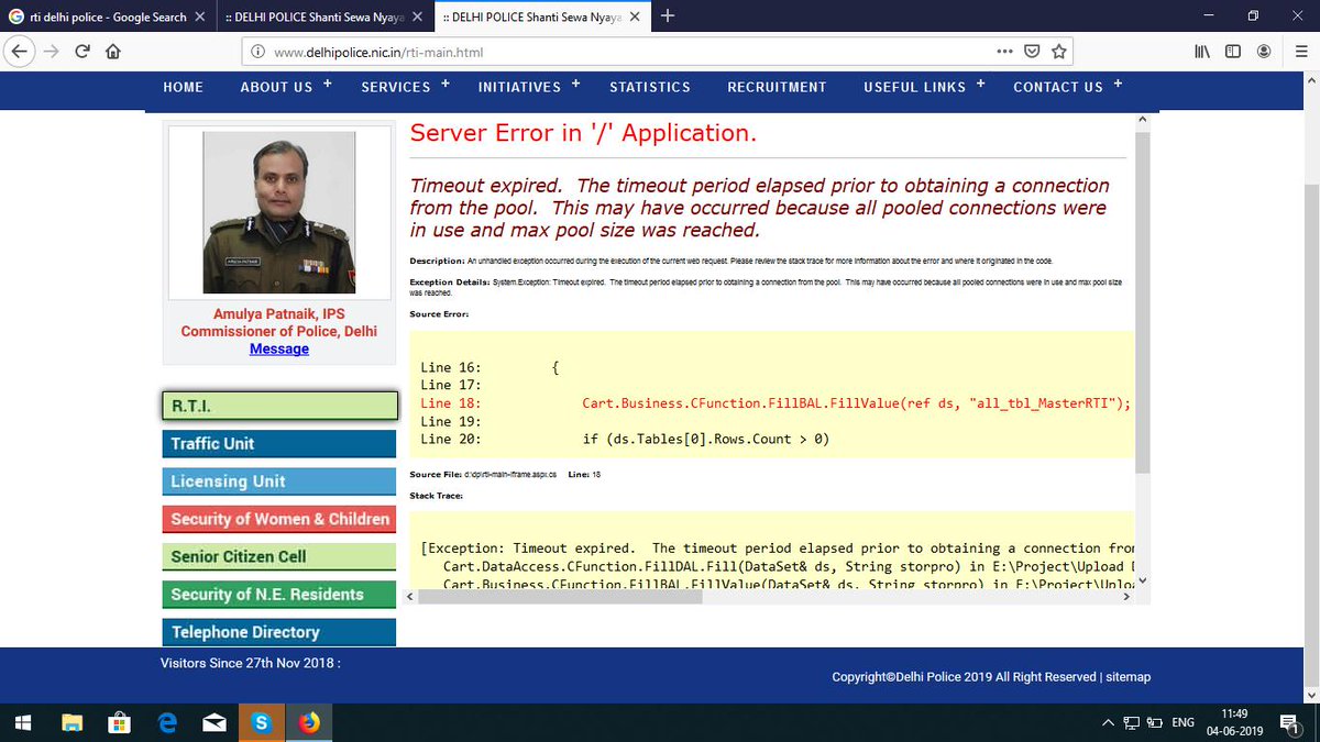 pmendar's tweet photo. @CPDelhi @DelhiPolice Hi Sir..I have lodged a FIR in Shakarpur Thana w.d Complaint#37/19 on 12 Jan 2019. No action has been taken &amp; the culprit is roaming free. You are requested to kindly take action. FYI, RTI page on #DelhiPolice website is down (Sreenshot attached). https://t.co/TA0WW1D8tv